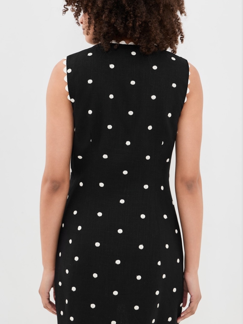 En Saison Black Polka Dot Scallop-Trim Mini Dress - Picture 3 of 6